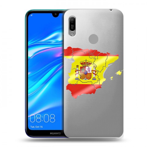 Полупрозрачный дизайнерский пластиковый чехол для Huawei Y6 (2019) флаг Испании