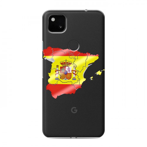 Полупрозрачный дизайнерский пластиковый чехол для Google Pixel 4a флаг Испании