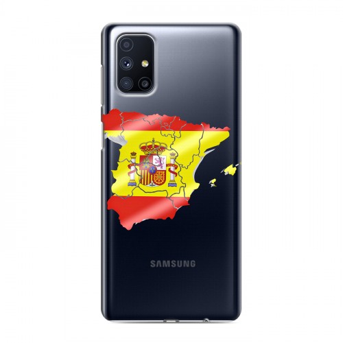 Полупрозрачный дизайнерский силиконовый с усиленными углами чехол для Samsung Galaxy M51 флаг Испании