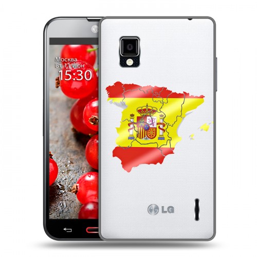 Полупрозрачный дизайнерский пластиковый чехол для LG Optimus G флаг Испании