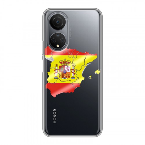 Полупрозрачный дизайнерский силиконовый с усиленными углами чехол для Huawei Honor X7 флаг Испании