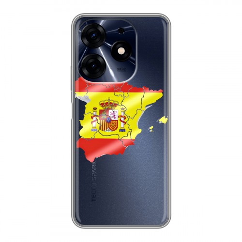 Полупрозрачный дизайнерский силиконовый чехол для Tecno Spark 10 Pro флаг Испании
