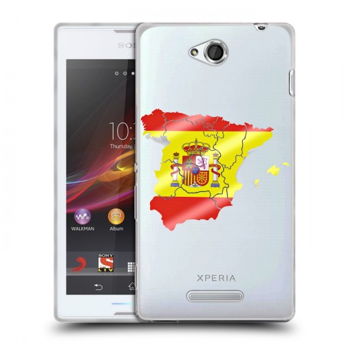 Полупрозрачный дизайнерский пластиковый чехол для Sony Xperia C флаг Испании