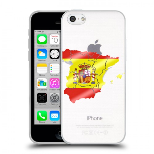 Полупрозрачный дизайнерский пластиковый чехол для Iphone 5c флаг Испании