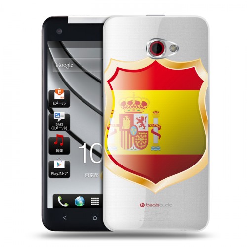 Полупрозрачный дизайнерский пластиковый чехол для HTC Butterfly S флаг Испании