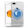Полупрозрачный дизайнерский силиконовый чехол для Iphone 7 Plus / 8 Plus флаг греции