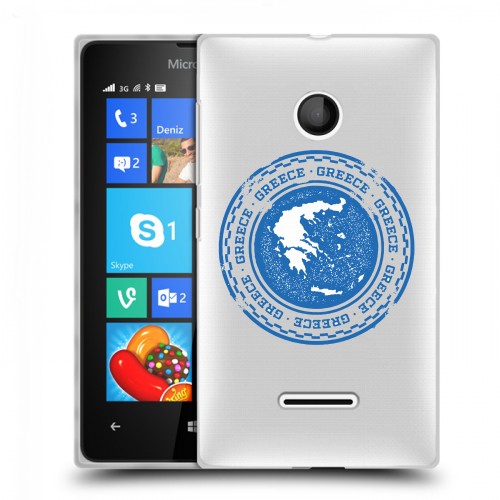 Полупрозрачный дизайнерский пластиковый чехол для Microsoft Lumia 435 флаг греции