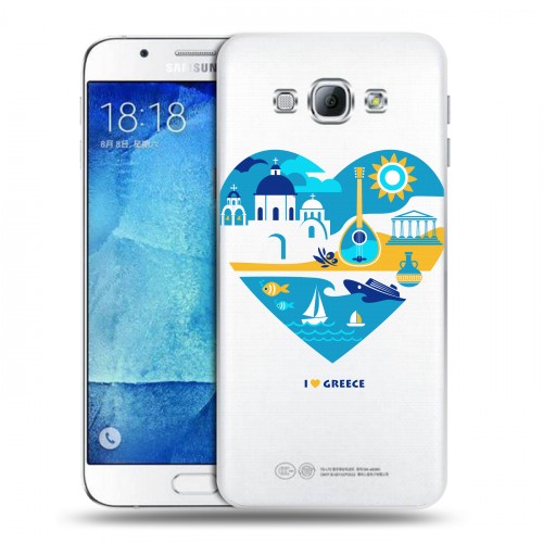 Полупрозрачный дизайнерский пластиковый чехол для Samsung Galaxy A8 флаг греции