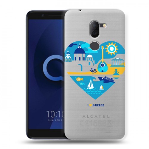 Полупрозрачный дизайнерский пластиковый чехол для Alcatel 3X флаг греции