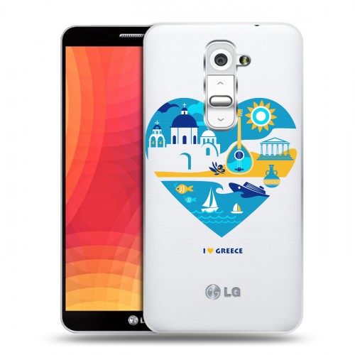 Полупрозрачный дизайнерский пластиковый чехол для LG Optimus G2 флаг греции