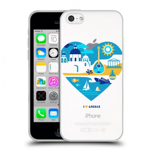 Полупрозрачный дизайнерский пластиковый чехол для Iphone 5c флаг греции