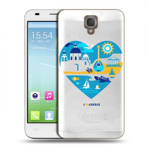 Полупрозрачный дизайнерский пластиковый чехол для Alcatel One Touch Idol 2 S флаг греции