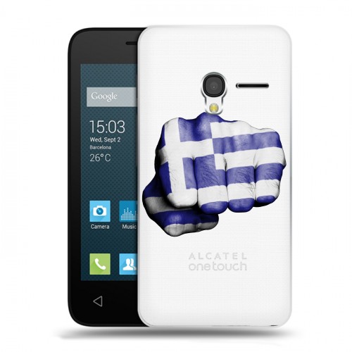 Полупрозрачный дизайнерский пластиковый чехол для Alcatel One Touch Pixi 3 (4.5) флаг греции