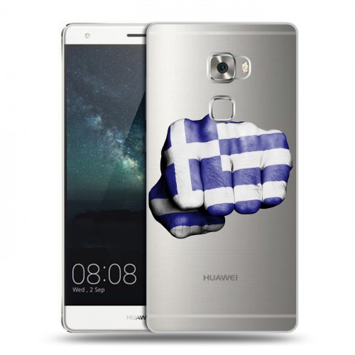 Полупрозрачный дизайнерский пластиковый чехол для Huawei Mate S флаг греции
