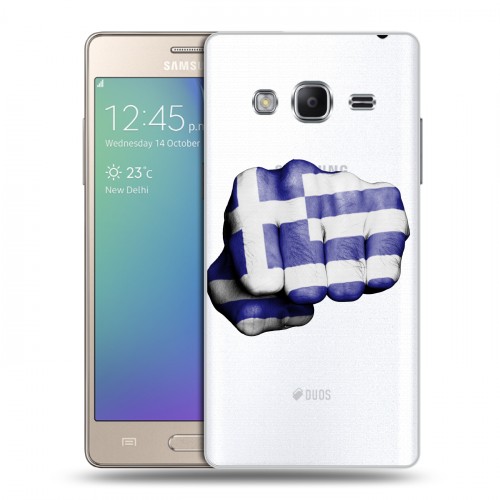 Полупрозрачный дизайнерский пластиковый чехол для Samsung Z3 флаг греции