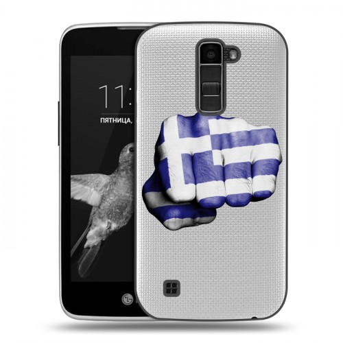 Полупрозрачный дизайнерский пластиковый чехол для LG K7 флаг греции