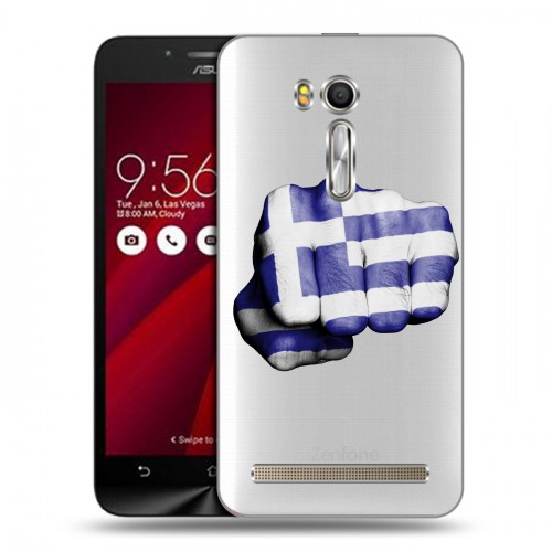 Полупрозрачный дизайнерский пластиковый чехол для ASUS Zenfone Go 5.5 флаг греции