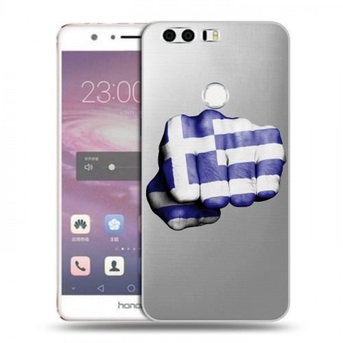 Полупрозрачный дизайнерский пластиковый чехол для Huawei Honor 8 флаг греции