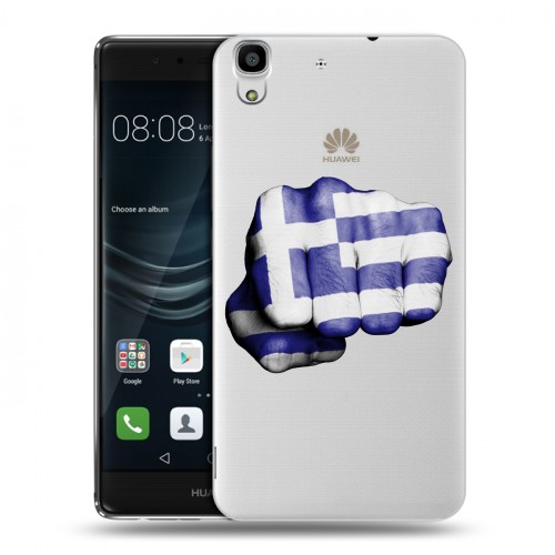 Полупрозрачный дизайнерский пластиковый чехол для Huawei Y6II флаг греции