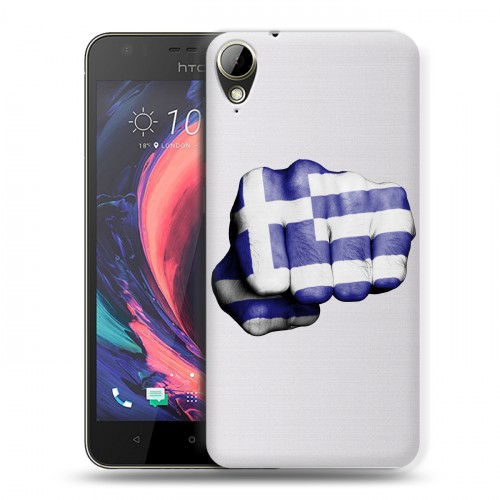 Полупрозрачный дизайнерский пластиковый чехол для HTC Desire 10 Lifestyle флаг греции
