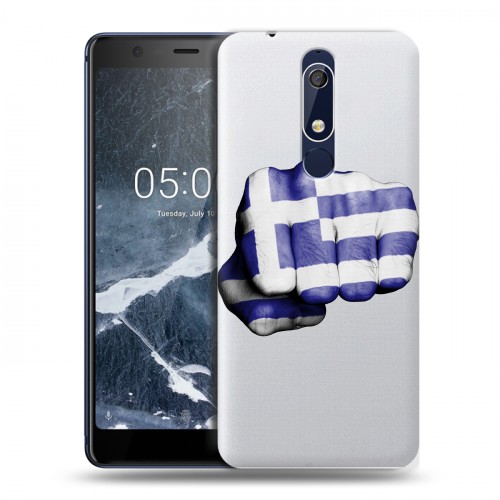 Полупрозрачный дизайнерский пластиковый чехол для Nokia 5.1 флаг греции