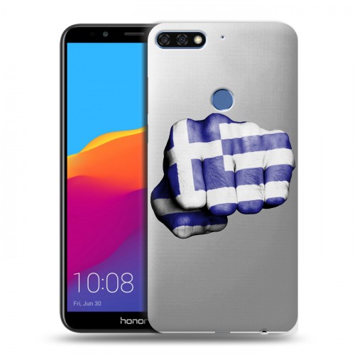 Полупрозрачный дизайнерский пластиковый чехол для Huawei Honor 7C Pro флаг греции