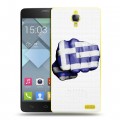 Полупрозрачный дизайнерский пластиковый чехол для Alcatel One Touch Idol X флаг греции