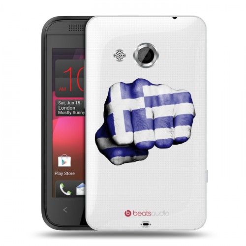 Полупрозрачный дизайнерский пластиковый чехол для HTC Desire 200 флаг греции