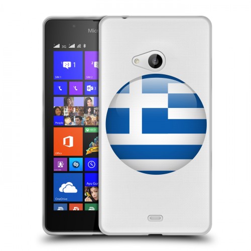 Полупрозрачный дизайнерский пластиковый чехол для Microsoft Lumia 540 флаг греции