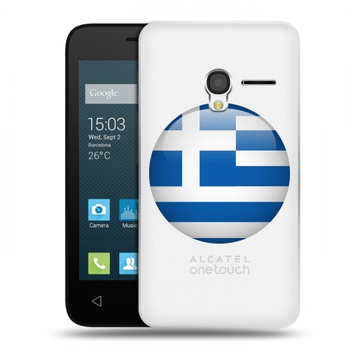 Полупрозрачный дизайнерский пластиковый чехол для Alcatel One Touch Pixi 3 (4.0) флаг греции