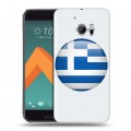 Полупрозрачный дизайнерский пластиковый чехол для HTC 10 флаг греции