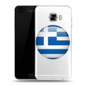 Полупрозрачный дизайнерский пластиковый чехол для Samsung Galaxy C7 флаг греции