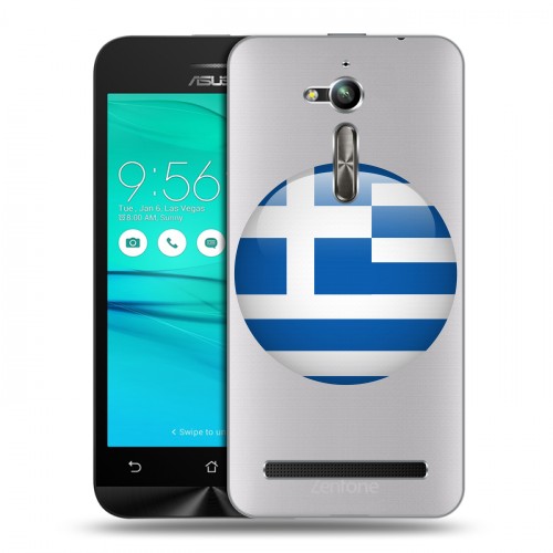 Полупрозрачный дизайнерский пластиковый чехол для ASUS ZenFone Go ZB500KL флаг греции