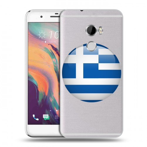 Полупрозрачный дизайнерский пластиковый чехол для HTC One X10 флаг греции