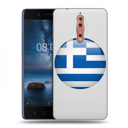 Полупрозрачный дизайнерский пластиковый чехол для Nokia 8 флаг греции