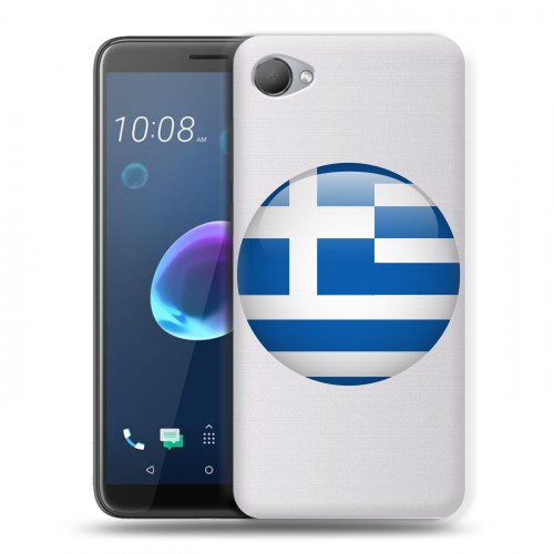 Полупрозрачный дизайнерский пластиковый чехол для HTC Desire 12 флаг греции