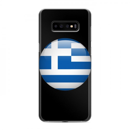 Полупрозрачный дизайнерский пластиковый чехол для Samsung Galaxy S10 Plus флаг греции