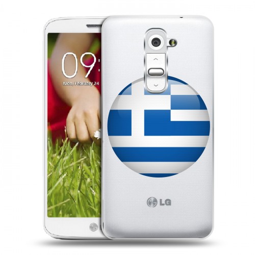 Полупрозрачный дизайнерский пластиковый чехол для LG Optimus G2 mini флаг греции