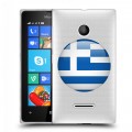 Полупрозрачный дизайнерский пластиковый чехол для Microsoft Lumia 435 флаг греции