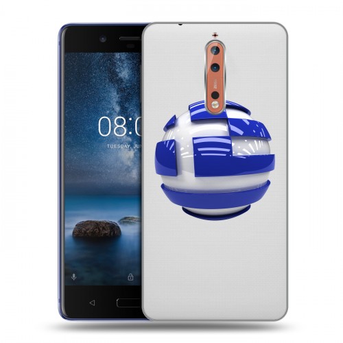 Полупрозрачный дизайнерский пластиковый чехол для Nokia 8 флаг греции