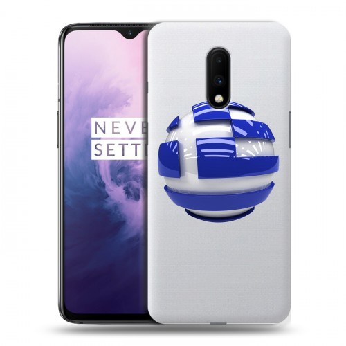 Полупрозрачный дизайнерский пластиковый чехол для OnePlus 7 флаг греции