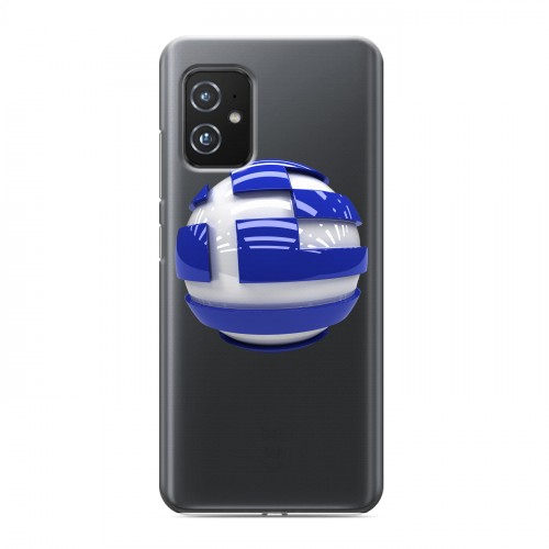 Полупрозрачный дизайнерский пластиковый чехол для ASUS ZenFone 8 флаг греции
