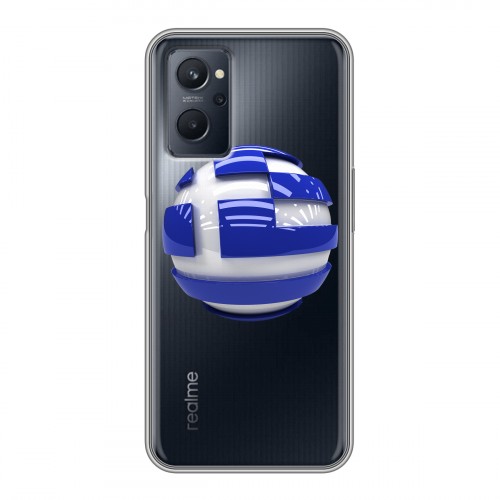 Полупрозрачный дизайнерский силиконовый чехол для Realme 9i флаг греции