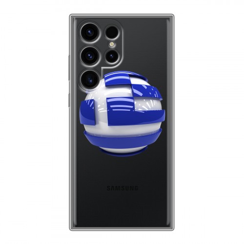 Полупрозрачный дизайнерский силиконовый чехол для Samsung Galaxy S24 Ultra флаг греции