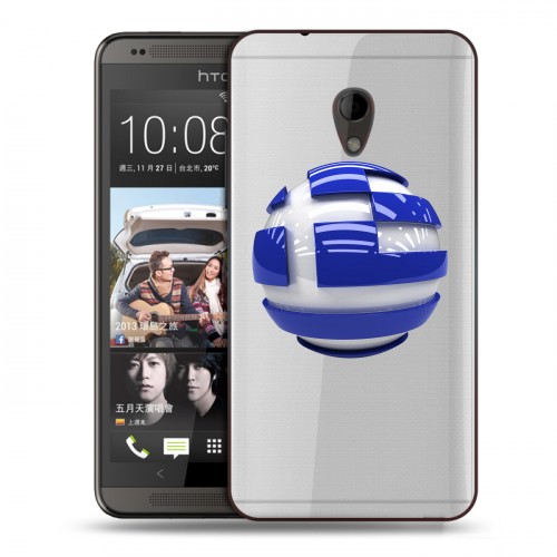 Полупрозрачный дизайнерский пластиковый чехол для HTC Desire 700 флаг греции