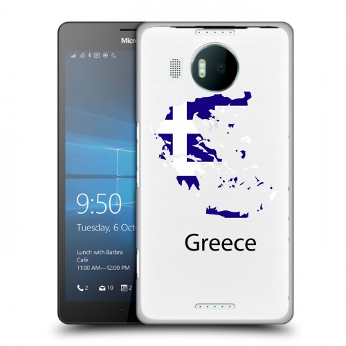 Полупрозрачный дизайнерский пластиковый чехол для Microsoft Lumia 950 XL флаг греции