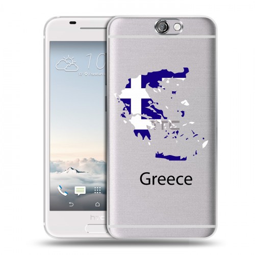 Полупрозрачный дизайнерский пластиковый чехол для HTC One A9 флаг греции