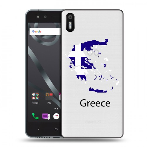Полупрозрачный дизайнерский пластиковый чехол для BQ Aquaris X5 флаг греции