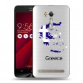 Полупрозрачный дизайнерский пластиковый чехол для ASUS Zenfone Go 5.5 флаг греции