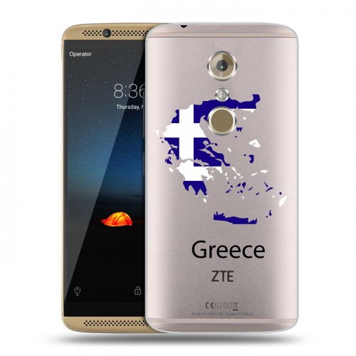 Полупрозрачный дизайнерский пластиковый чехол для ZTE Axon 7 флаг греции